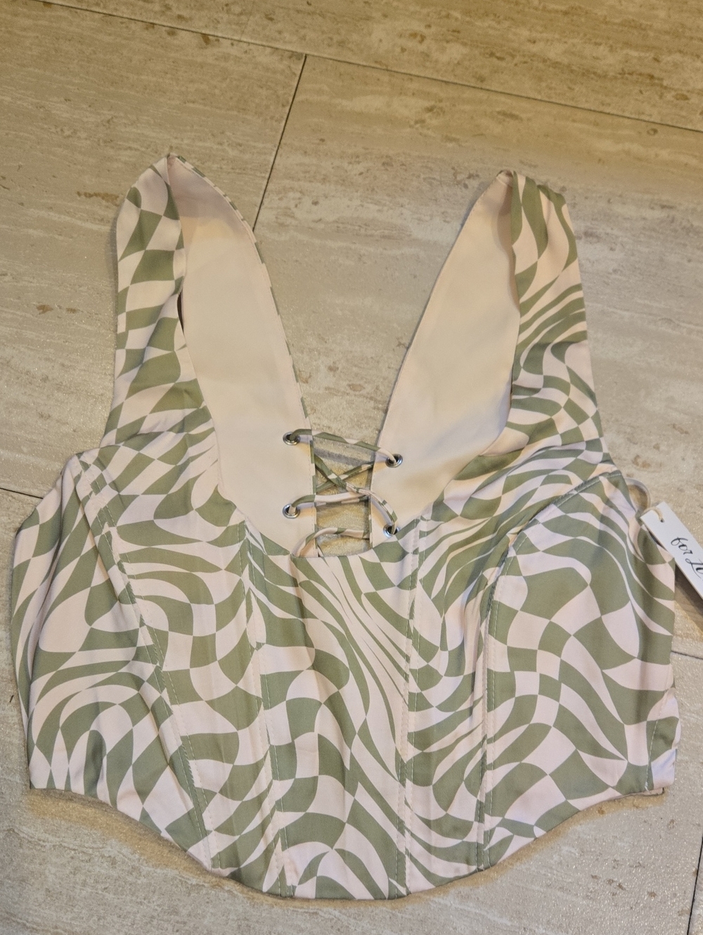 New For Love & Lemons Geometric Design Print Corset Top